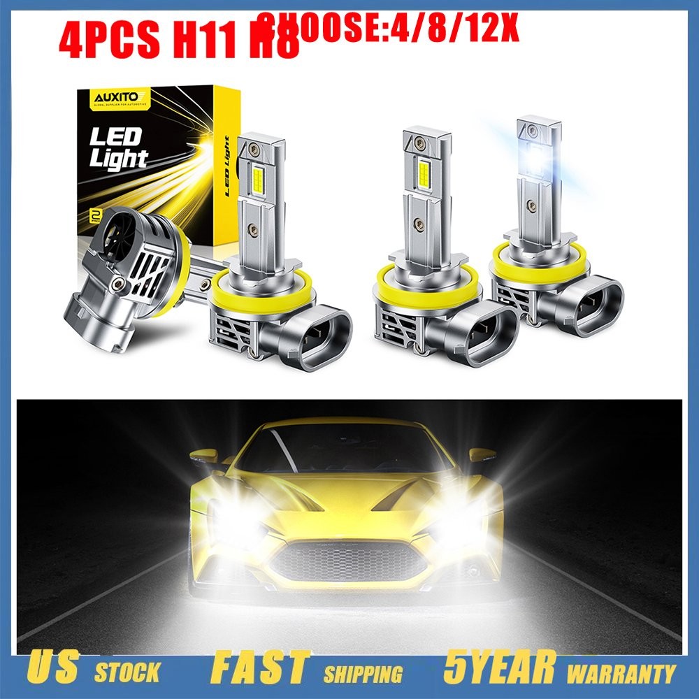 AUXITO H11 +H11 LED Headlight Bulbs Super Bright 6500K High/Low Beam 4-40X