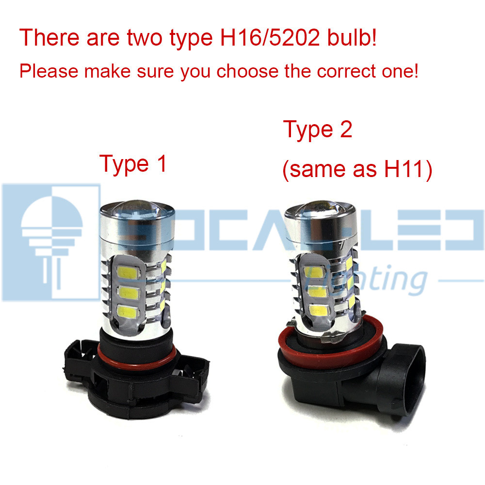 2x Dark Blue H16 5202 LED Fog Light Bulbs 15W SMD 5730 High Bright Daytime DRL