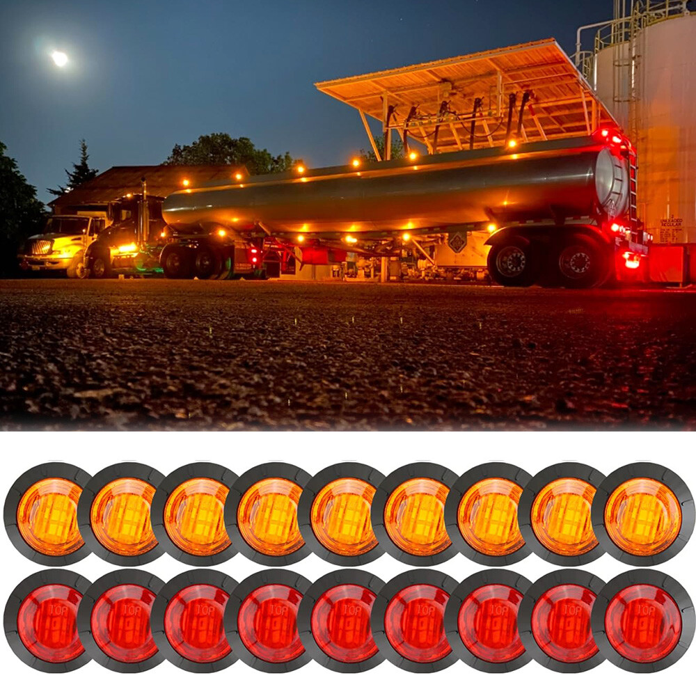 20pcs Mini Round Marker Lights 3/4″LED Truck Trailer Bullet Side Clearance Light