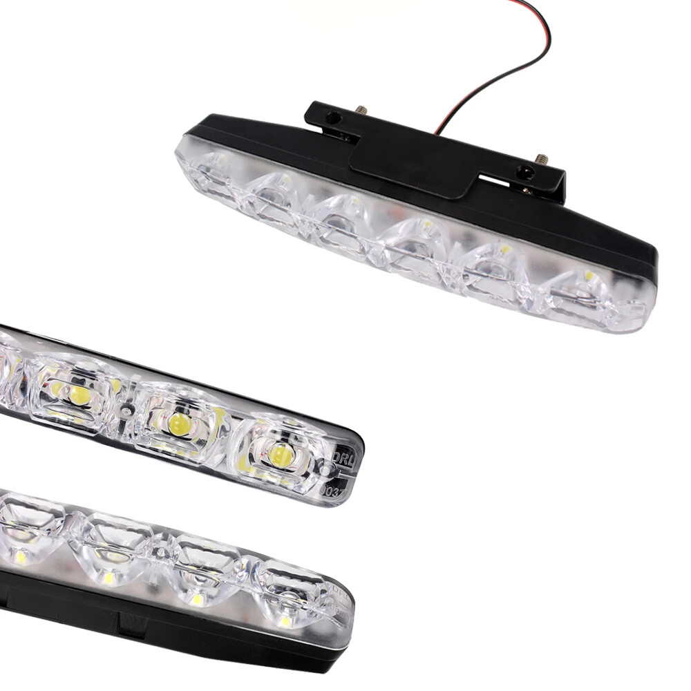 2pcs Hyper White 6 LED DRL Daytime Running LED Clear Fog Light Bumper Lamps 12V