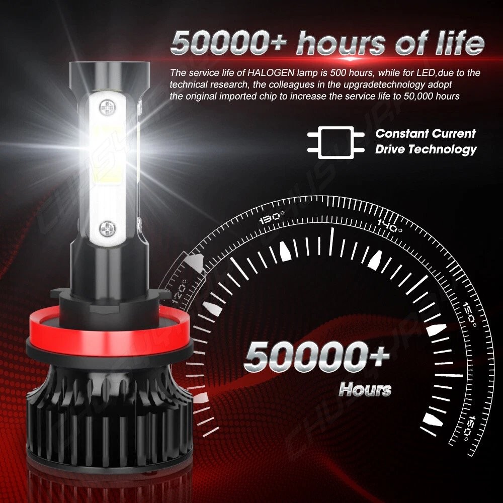 9005+H11 LED Headlight Super Bright Bulbs Kit White High Low Beam