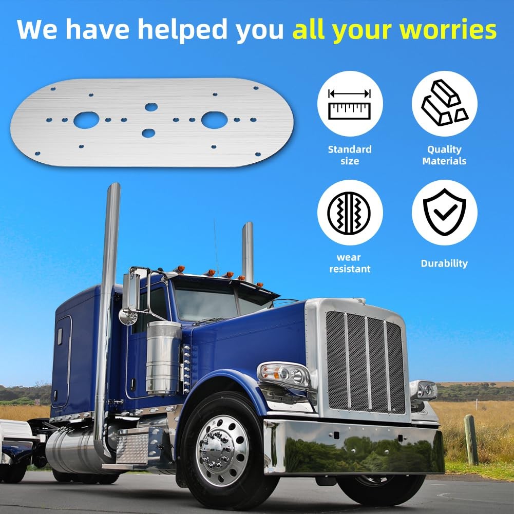 1PC Watermelon Light Mounting Plate, Silver, Peterbilt 359 379 389, W900L Bunk