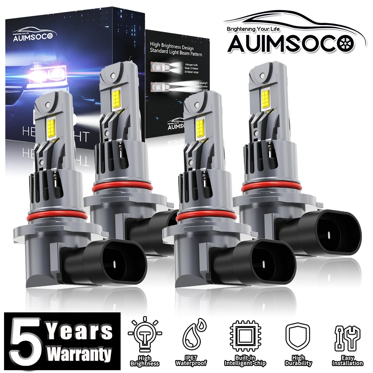 For Honda Accord 1990-2012 Combo 4x LED Headlights Hi-Lo Beam Bulbs 72000LM 100W