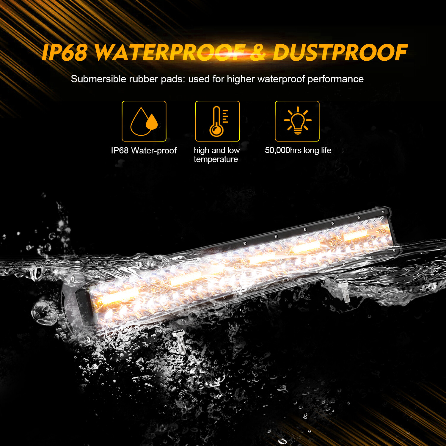 AUXBEAM 4″ 7″ 12″ 20″ 22″ 32″ 42″ 50″ 52″ LED Work Light Bar Amber Strobe Pods