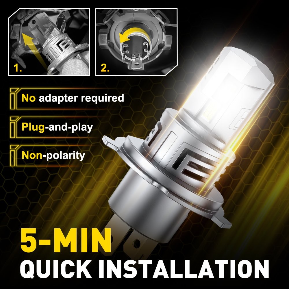 AUXITO H4 LED Headlight Bulbs High Low Beam Super Bright 80000Lumens 200W 6500K
