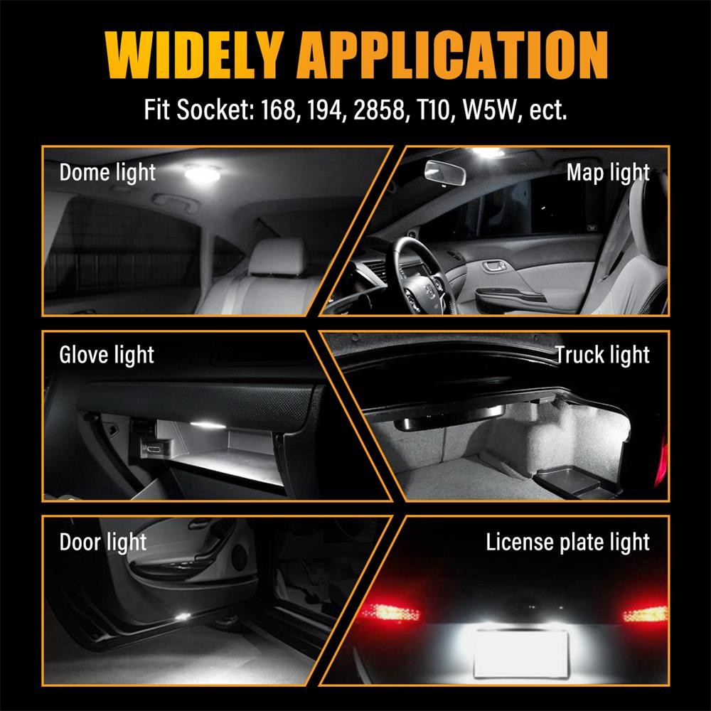 AUXITO T10 192 168 194 2825 W5W Light LED Bulbs Xenon White Super Bright For Car