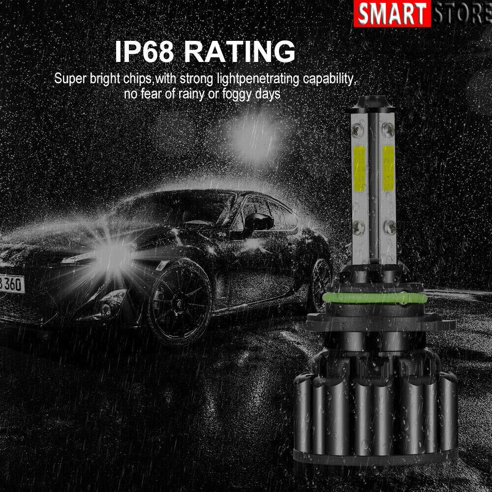 2PCS 4-Sided Headlight 9006 HB4 LED Bulb 2000W 300000LM Low Beam or Fog Light US