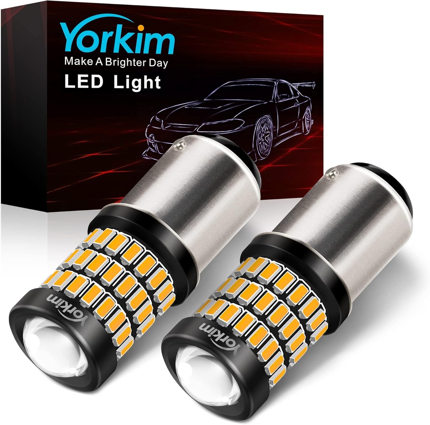 Bright Amber 1157 LED Bulbs, 400% Brighter Replacement for Turn Signals – 2 Pack