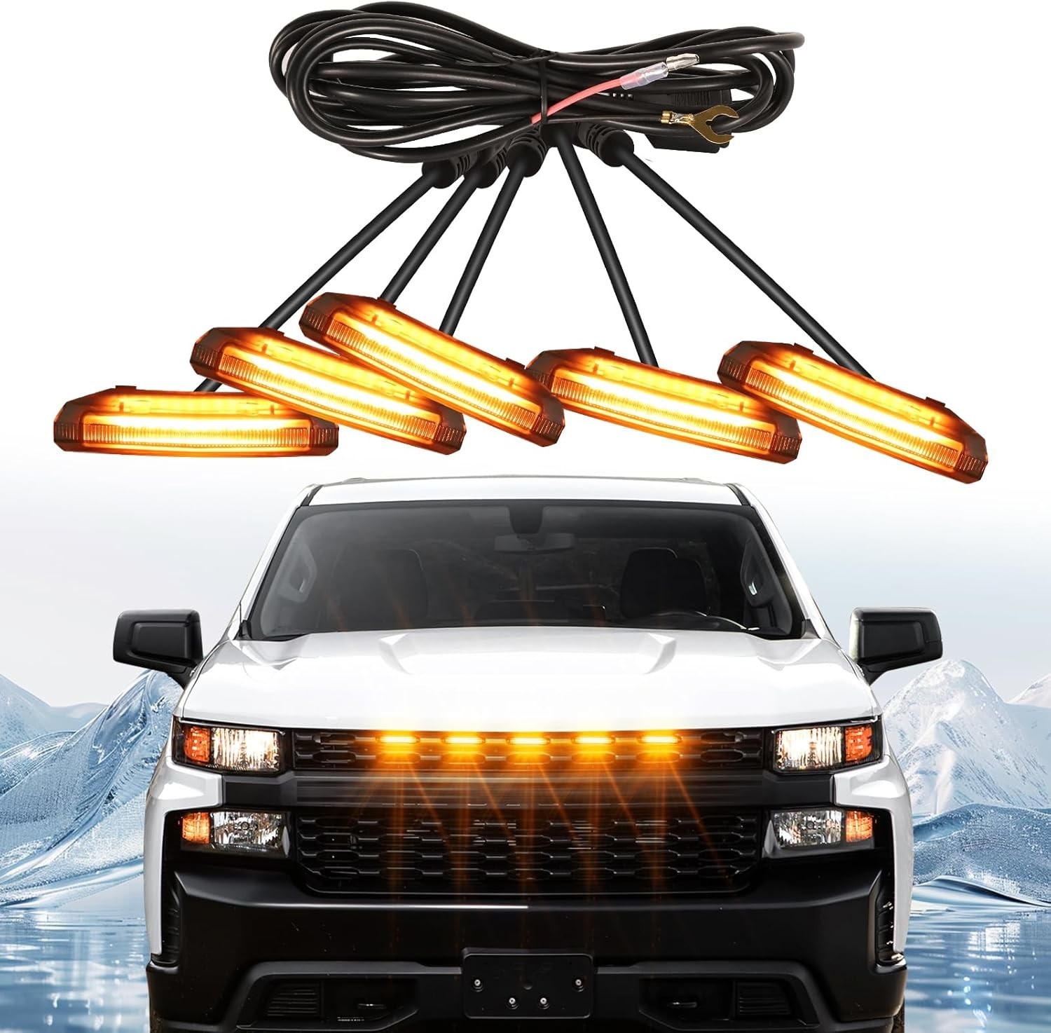 LED Front Grill Grille Lights for 2019-2021 Silverado 1500 Custom Trail Boss WT