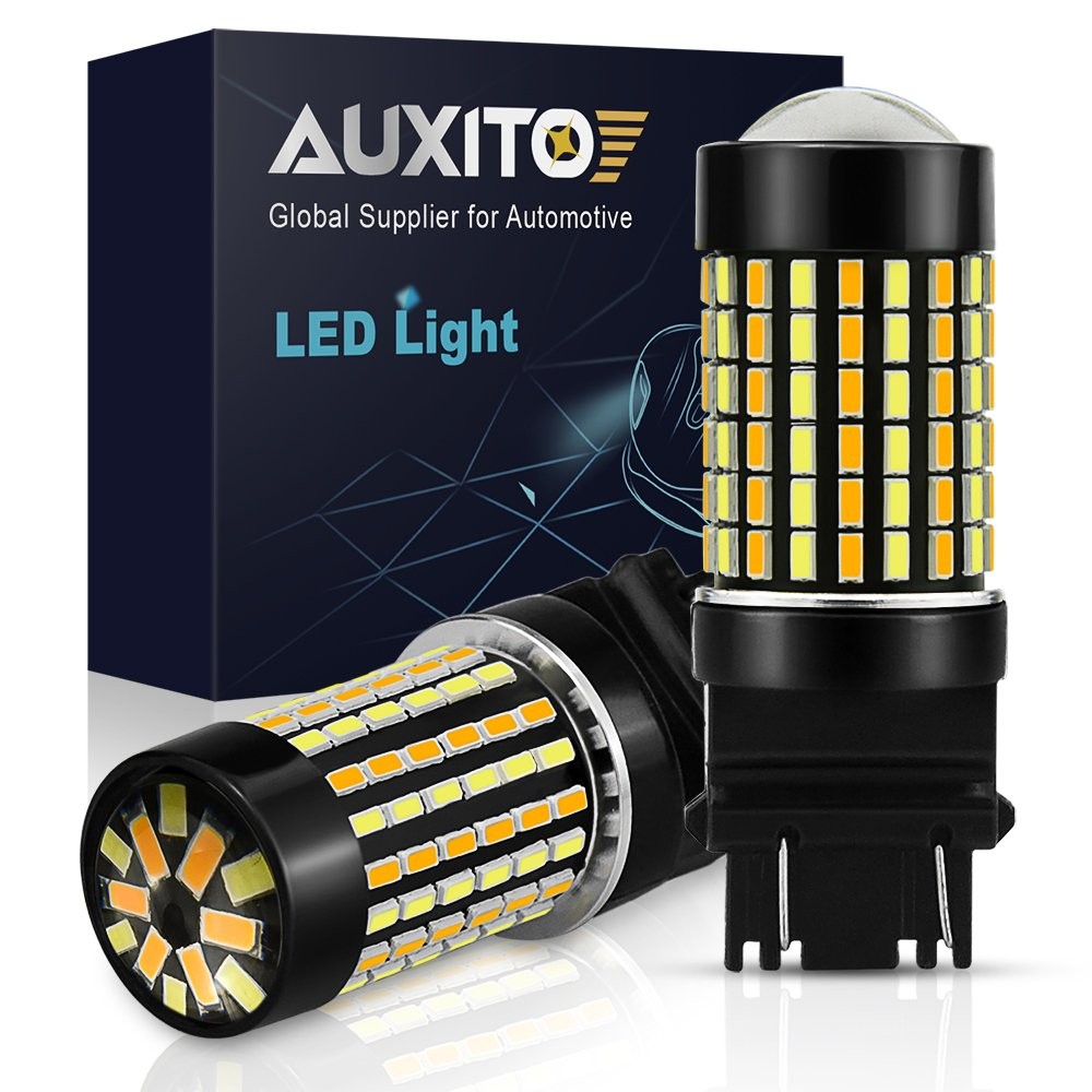 3157 LED DRL Turn Signal Parking Light Bulbs Canbus Dual Color White Yellow 2PCS
