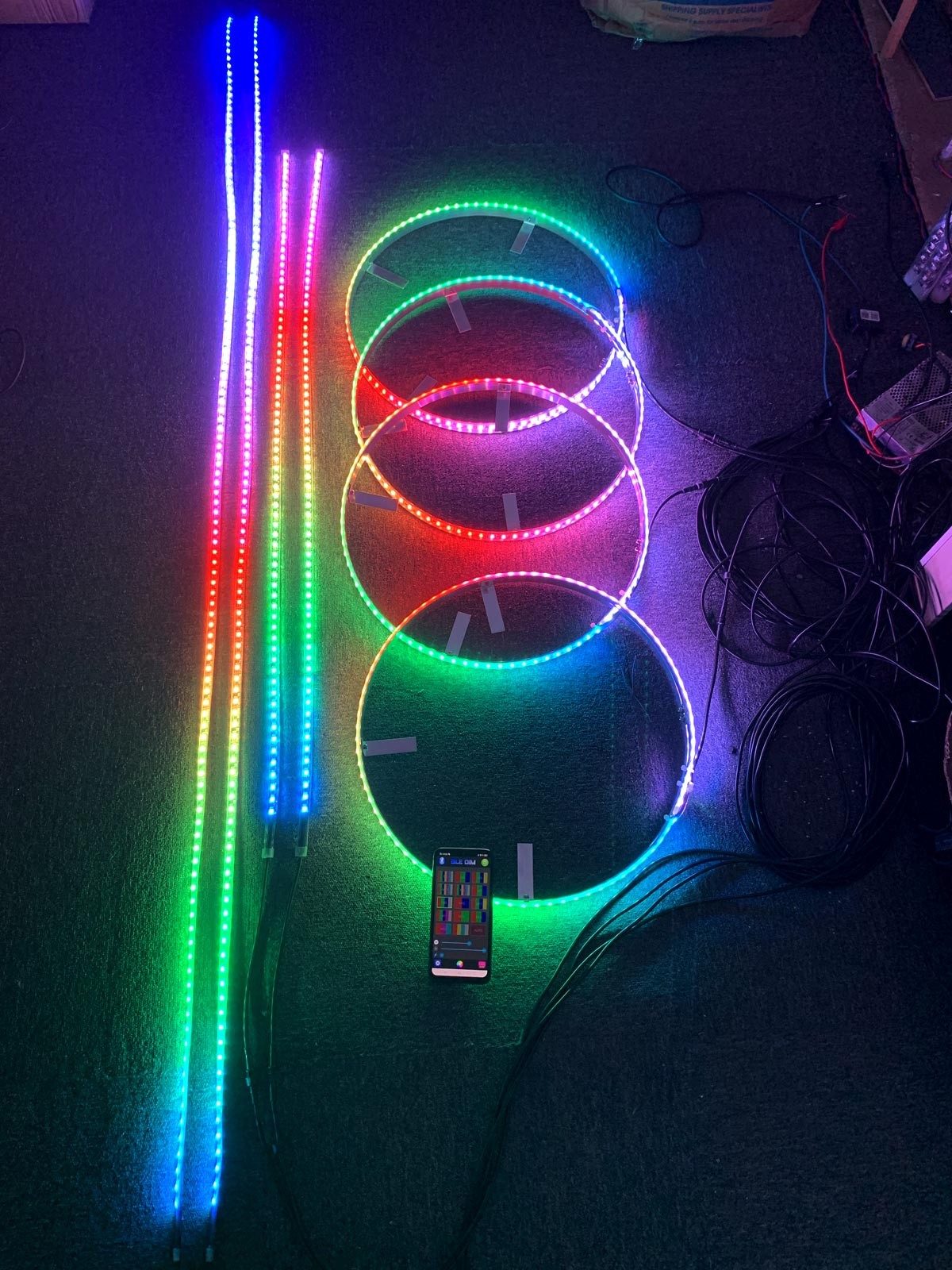 2/3/4 Row 15.5“ 17.5“ Chasing LED Wheel Lights + Underglow LED Strips 8PCS Kit