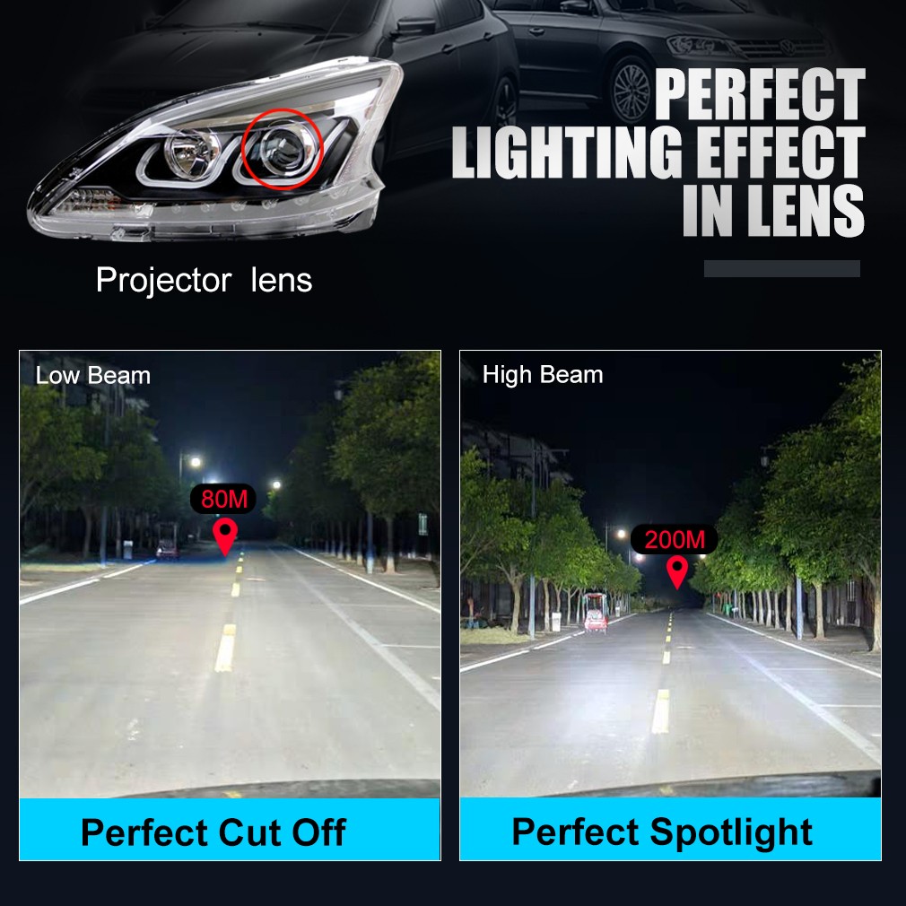 360° 6-Side H1 H11 H7 9005 9006 9012 LED Headlight Light Bulb Hi/Lo Beam 50000Lm