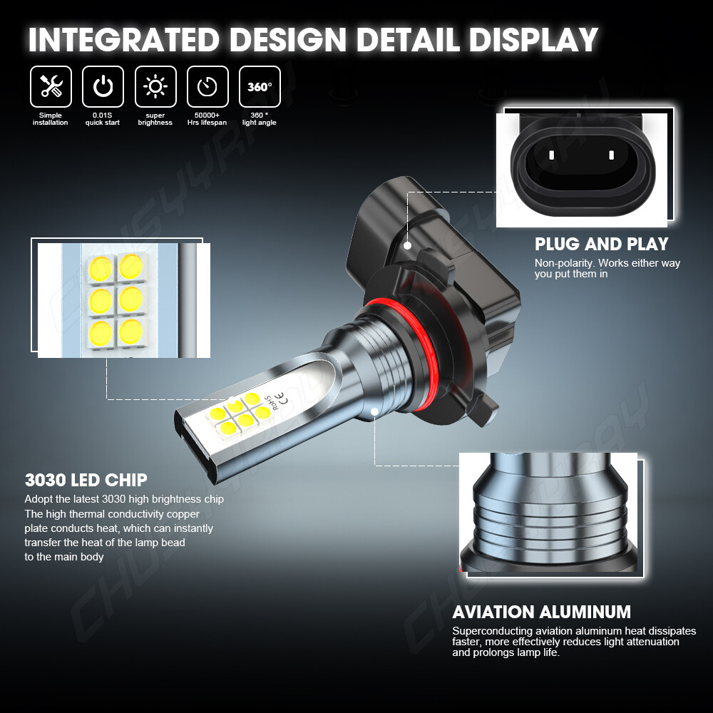 Combo 6000K White 9005+H11 LED Headlight Bulbs High&Low Beam Kit 120W 16000LM