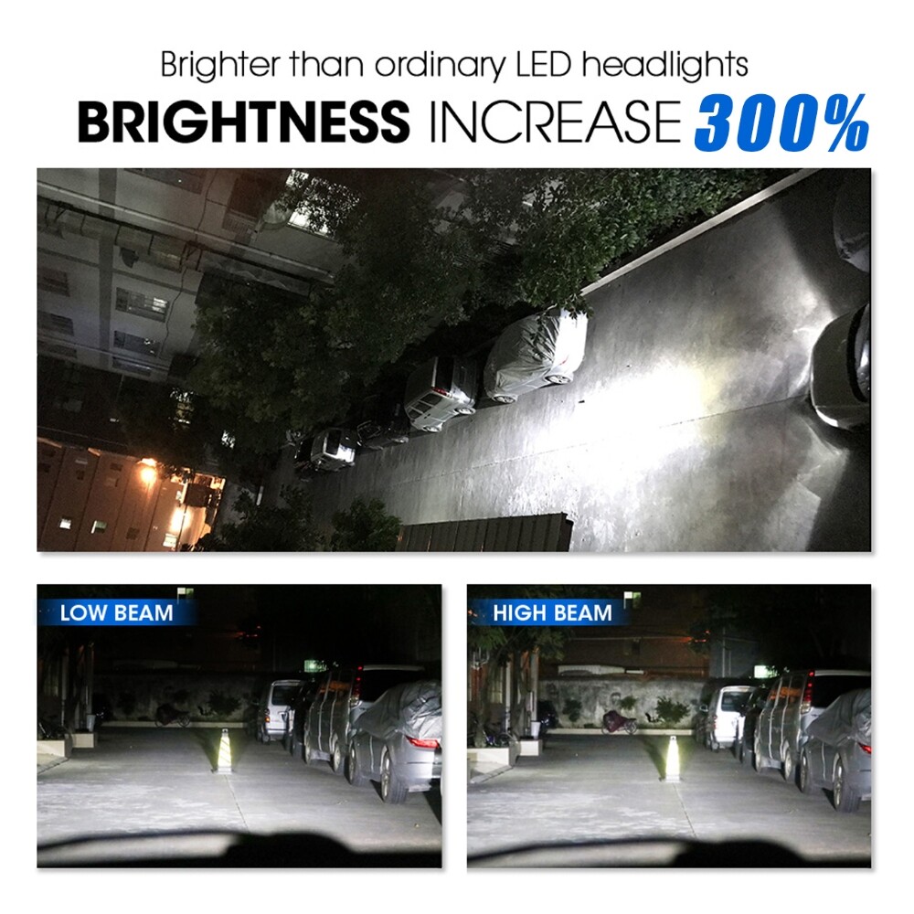 4 Sides H7 LED Headlight Bulb Kit High or Low Beam 6500K Super White Lights 2PCS