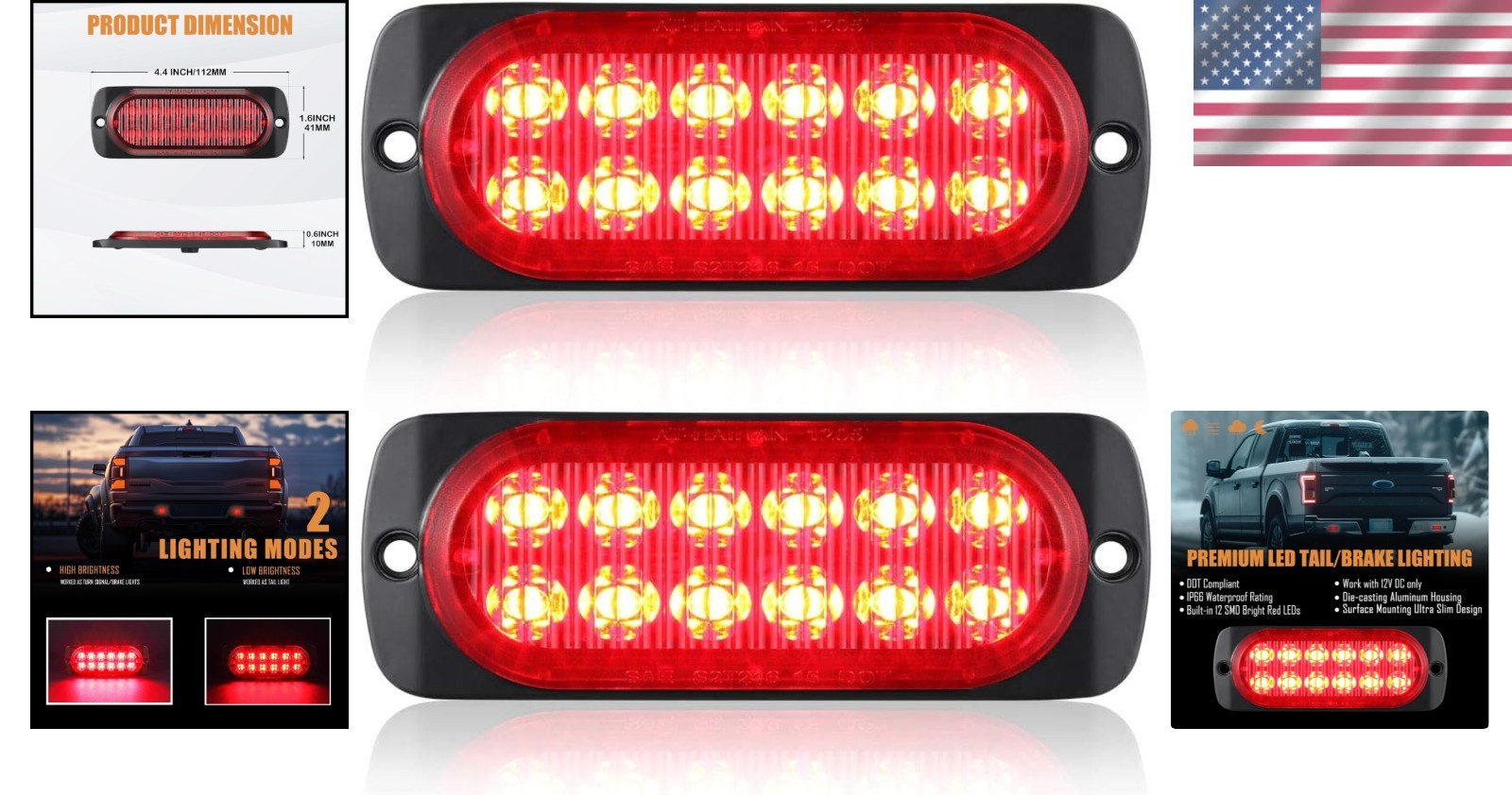 Aluminum Housing DOT Compliant Trailer Lights – Ultra Slim Waterproof Design