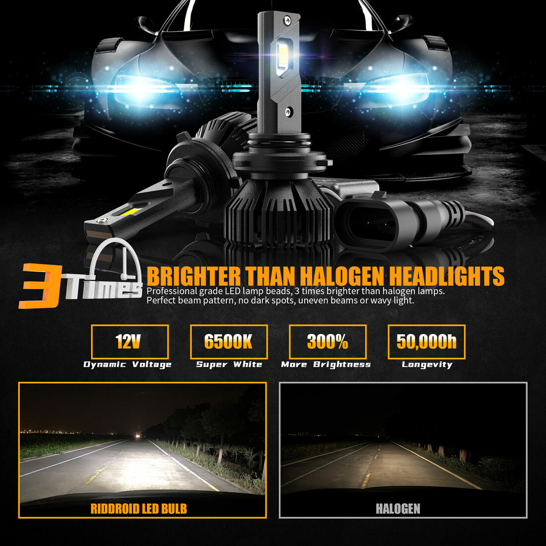 CANBUS 9006 LED Headlight Bulbs Low Beam Super Bright White Conversion Kits