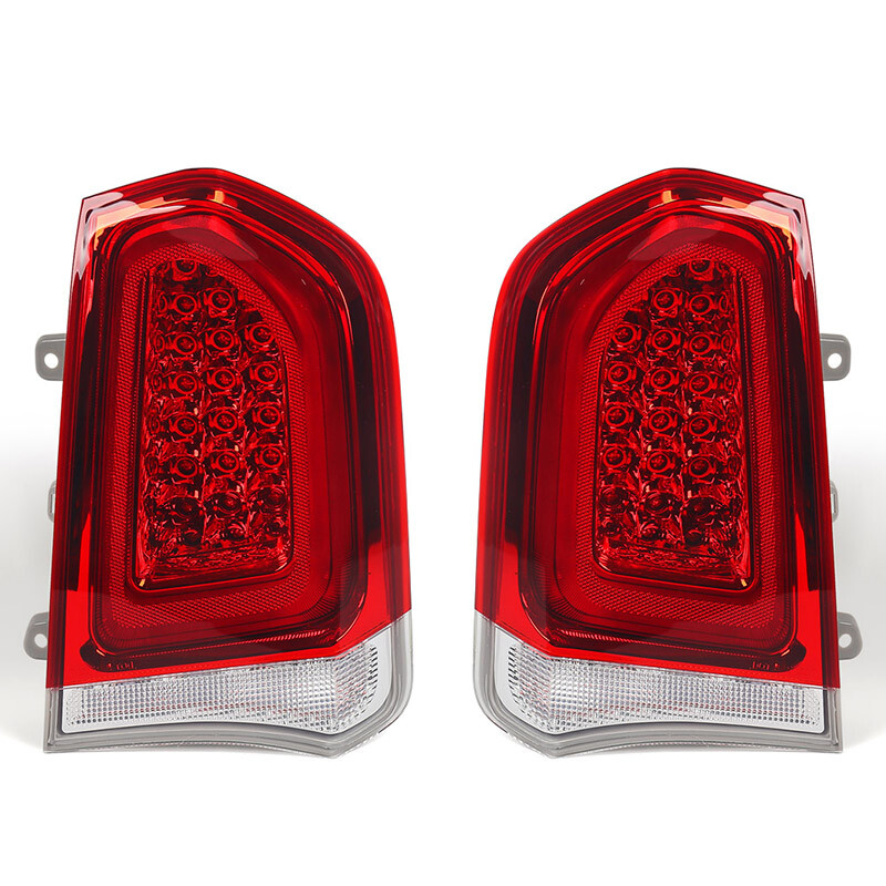 Pair Chrome Trim Full LED Tail Lights For 2015-2023 Chrysler 300 Brake Lamp Side