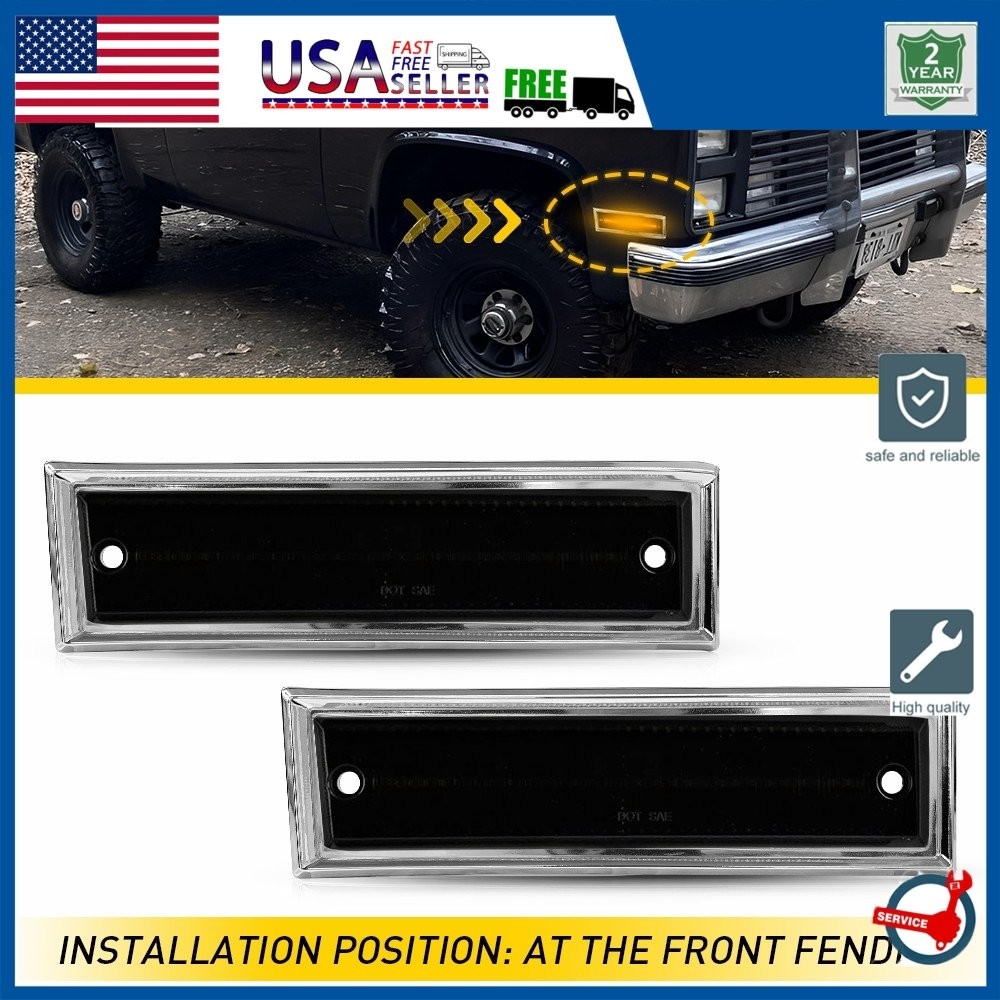 2/4x Smoked LED Front Side Marker Light For 81-91 Chevrolet Chevy GMC C10 Blazer