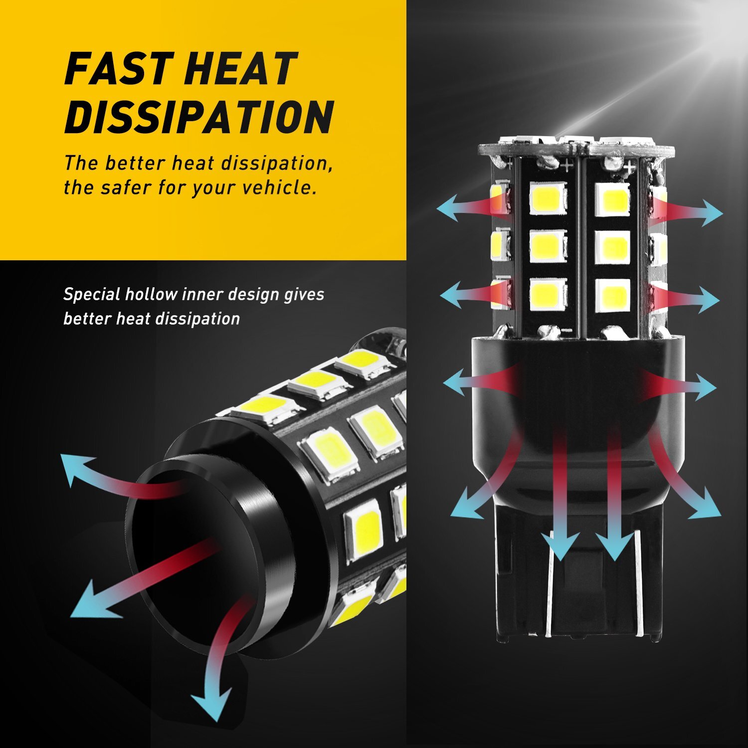 AUXITO 7443 7440 T20 LED White 6000K Reverse Turn signal DRL Parking Light Bulb