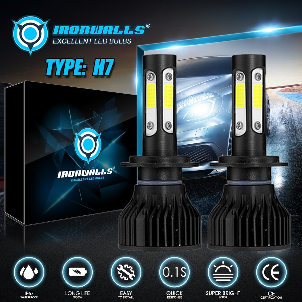 4-sides H7 LED Headlight 2 Bulbs High/Low Beam For 2008-2017 Mercedes-Benz C300