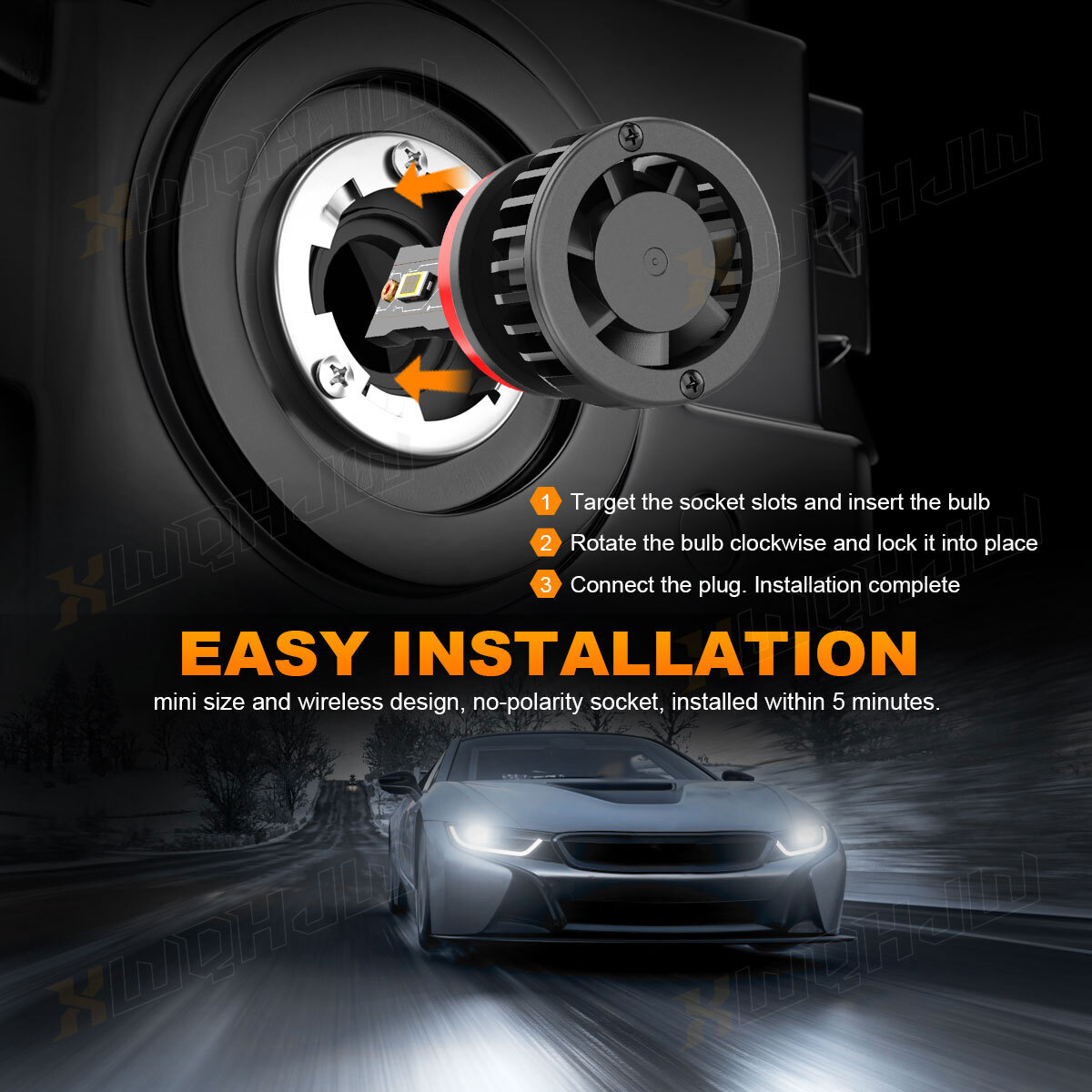 XWQHJW Combo 9005+9006+H10 LED Headlight Fog Light Kit High Low Beam Bulbs White