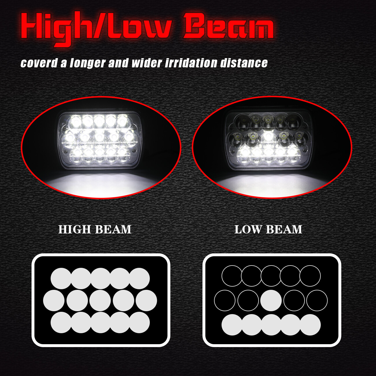 Pair 7×6 inch Led Headlights High Low Beam Fit Chevrolet C10 C20 C30 K10 K20 K30