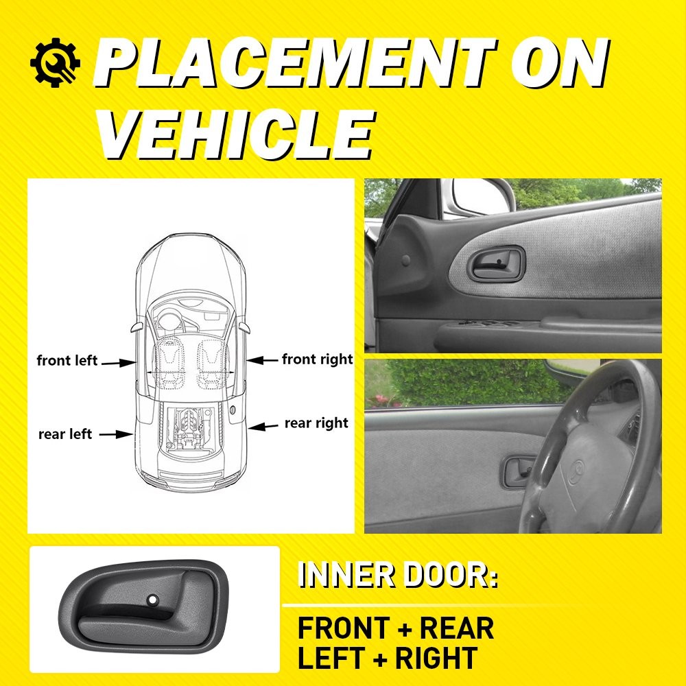 Gray Inner Door Handle For 1993-97 Toyota Corolla Prizm Set Front & Rear 1-5SET