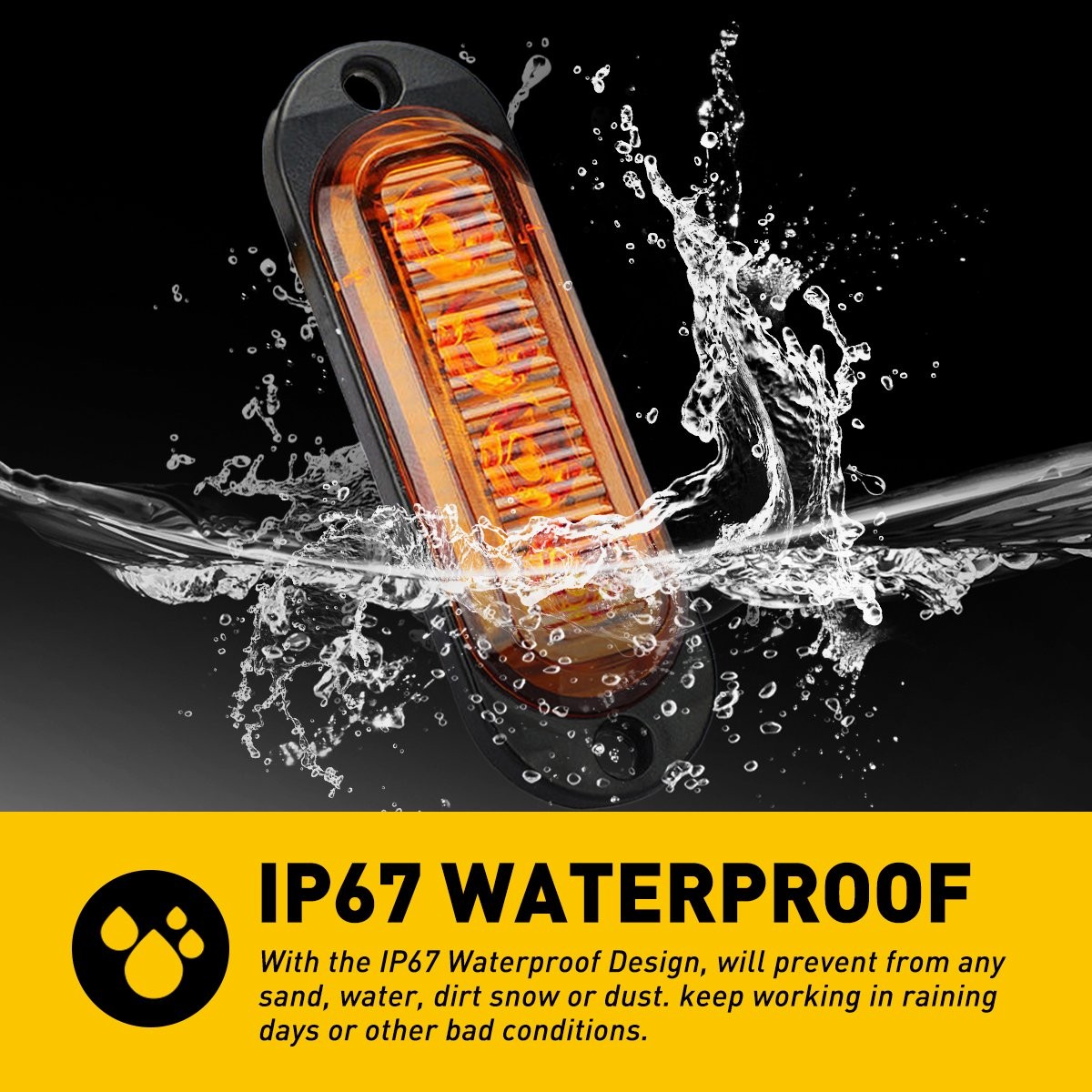 4PC Amber 4LED Side Marker Lights RV Truck Trailer Clearance Light Waterproof US