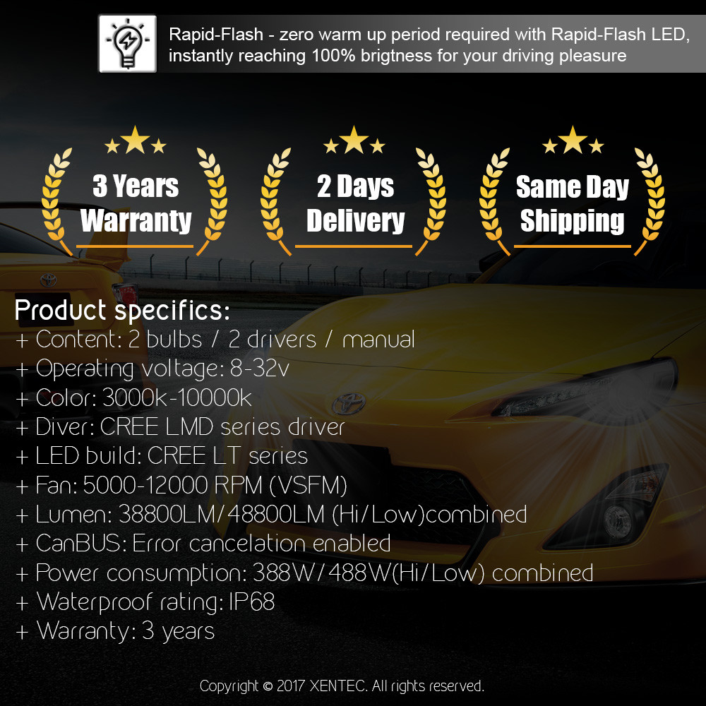 New LED CSP Kit Headlight Hi/Lo H4 HB2 9003 6000K 80W 8000LM Whilte Bulbs Pair