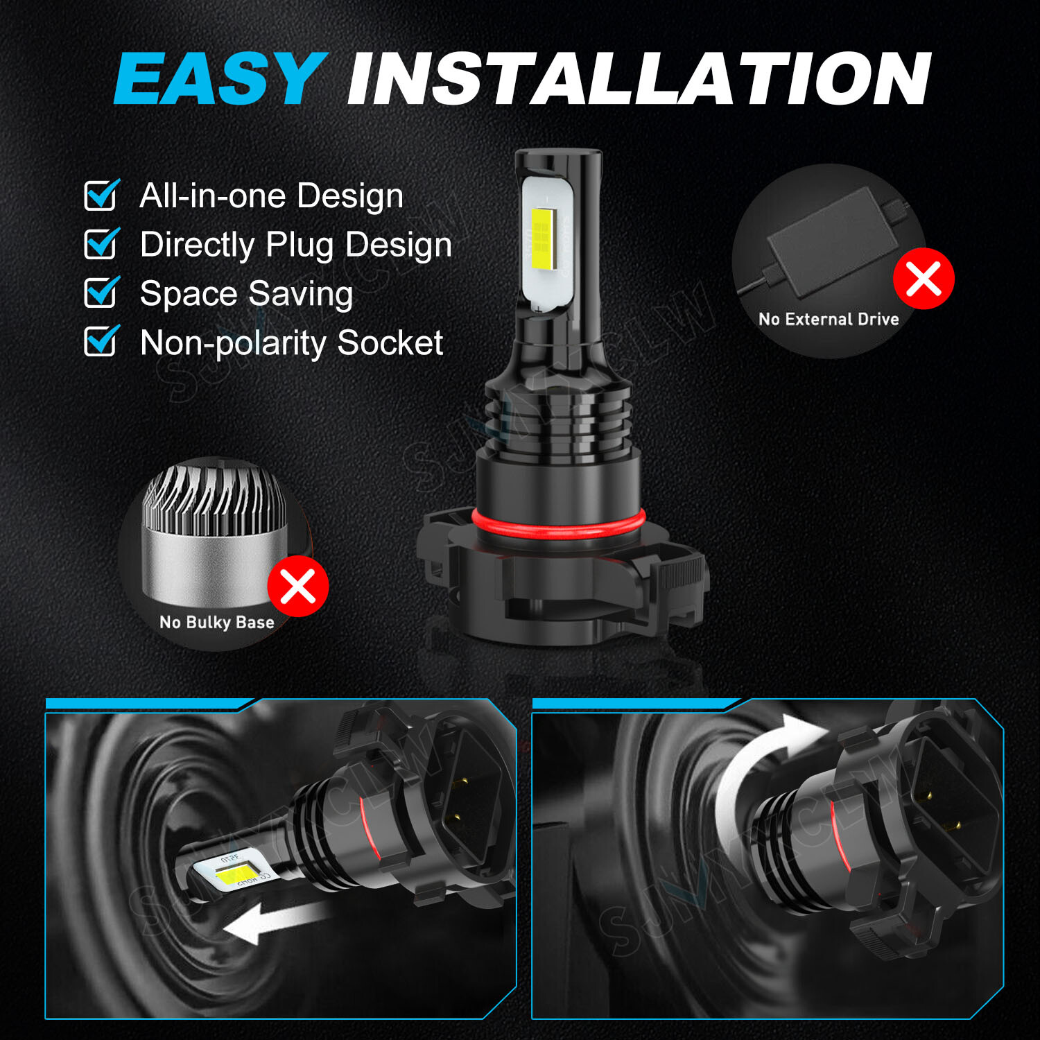 For GMC Yukon XL 2015 2016 2017 2018 2019 5202 H16 LED Fog Lamp Light Bulbs