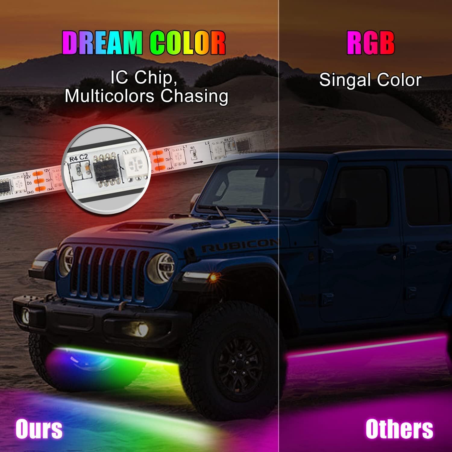 6 PCS RGB LED Underglow Lights LED Lighting Kit Neon Accent Strips For GMC Yukon