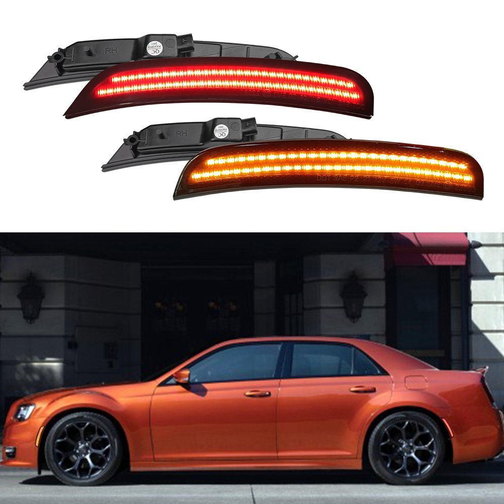 For 2015-21 Chrysler 300 Smoked LED Side Marker Light Front Rear Lamp 4PCS EXE