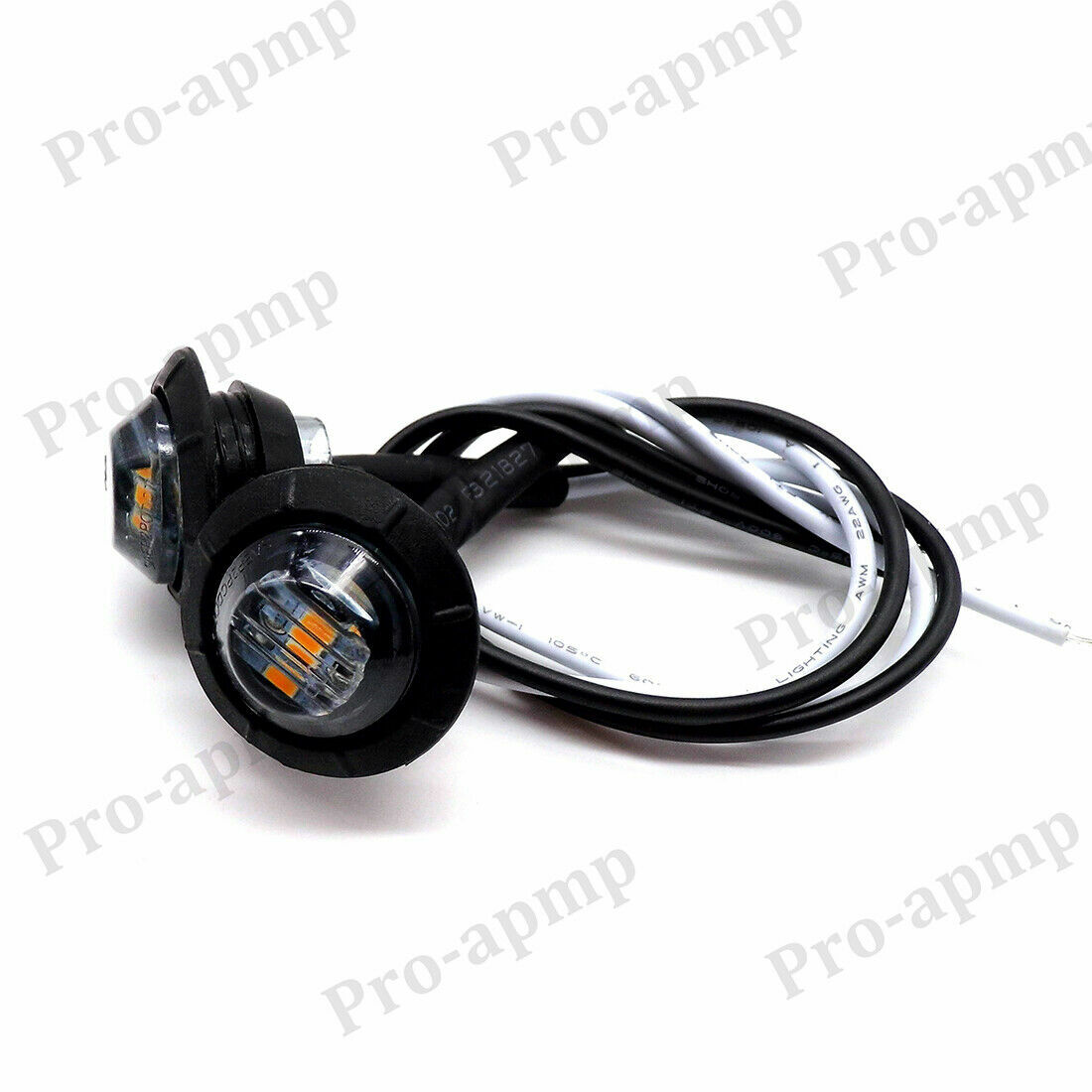 100x Mini Smoked Amber 3/4″ Round Side 3 LED Marker Trailer Bullet Light USA