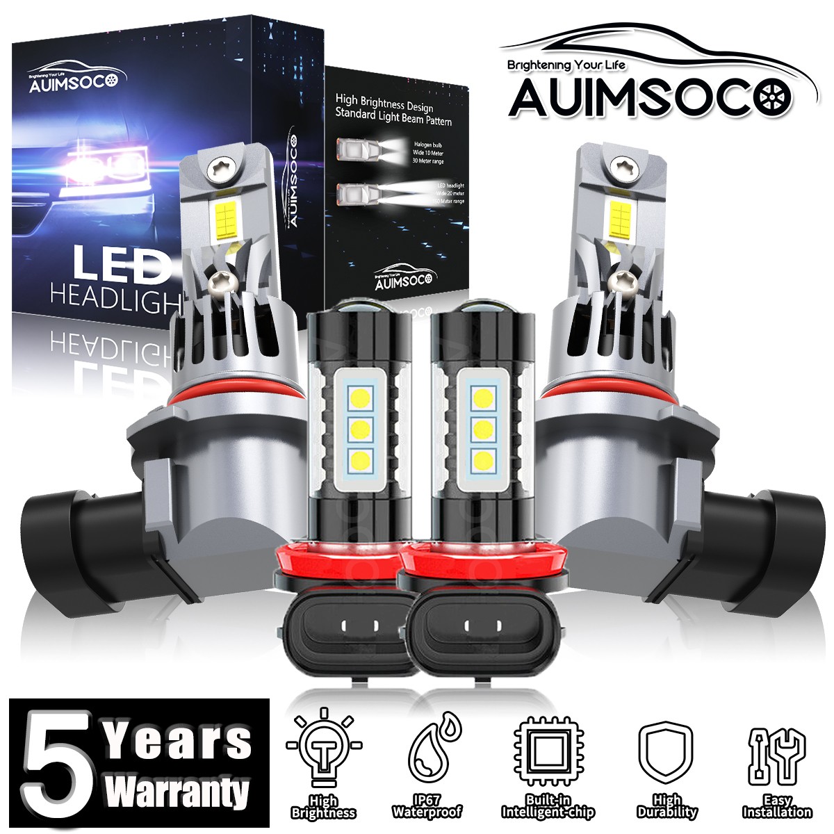 For Chrysler 300 2011-2015 4x LED Headlight Bulbs High Low Beam Bright 72000LM