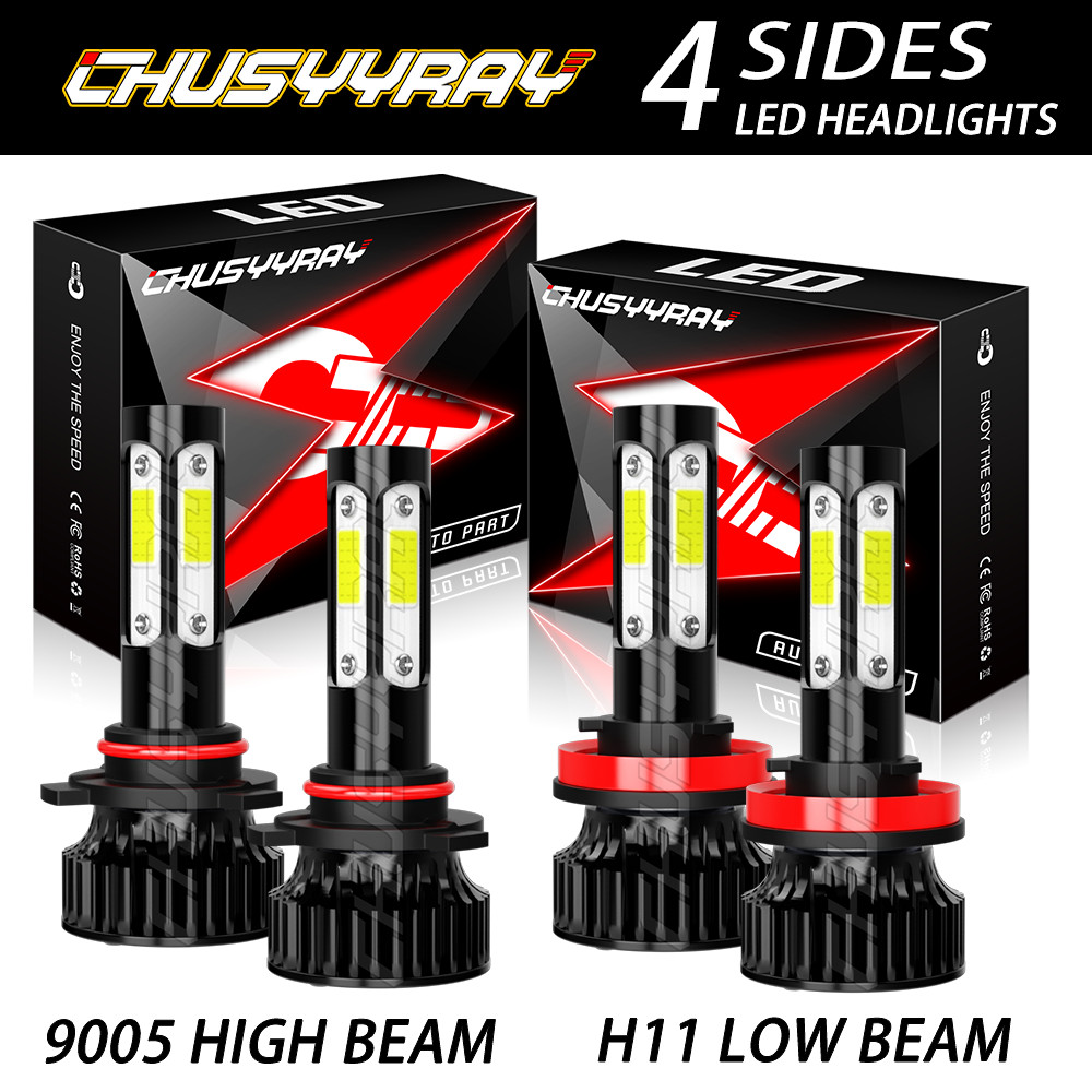 For Cadillac SRX 2010-2016 4Pcs Combo 9005 H11 LED Headlight Hi/Lo Beam 6000K