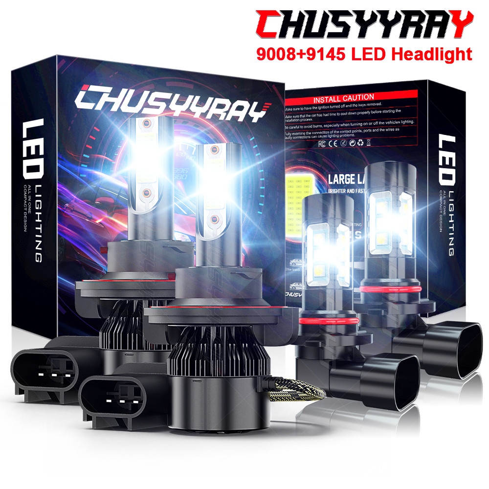 For 04-14 Ford F150 10000K LED Headlight Hi/Lo+Fog Light 4 Bulbs H13 H10 Kit