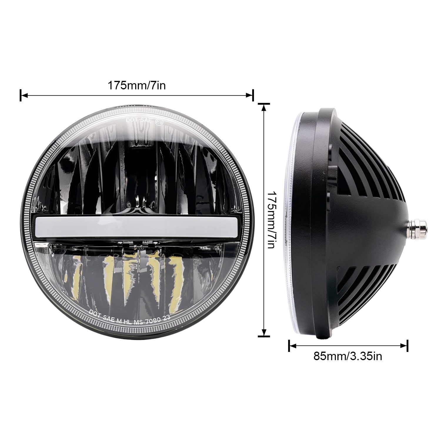 2X LED 7″ Round Headlights High Low Beam Aluminum Housing