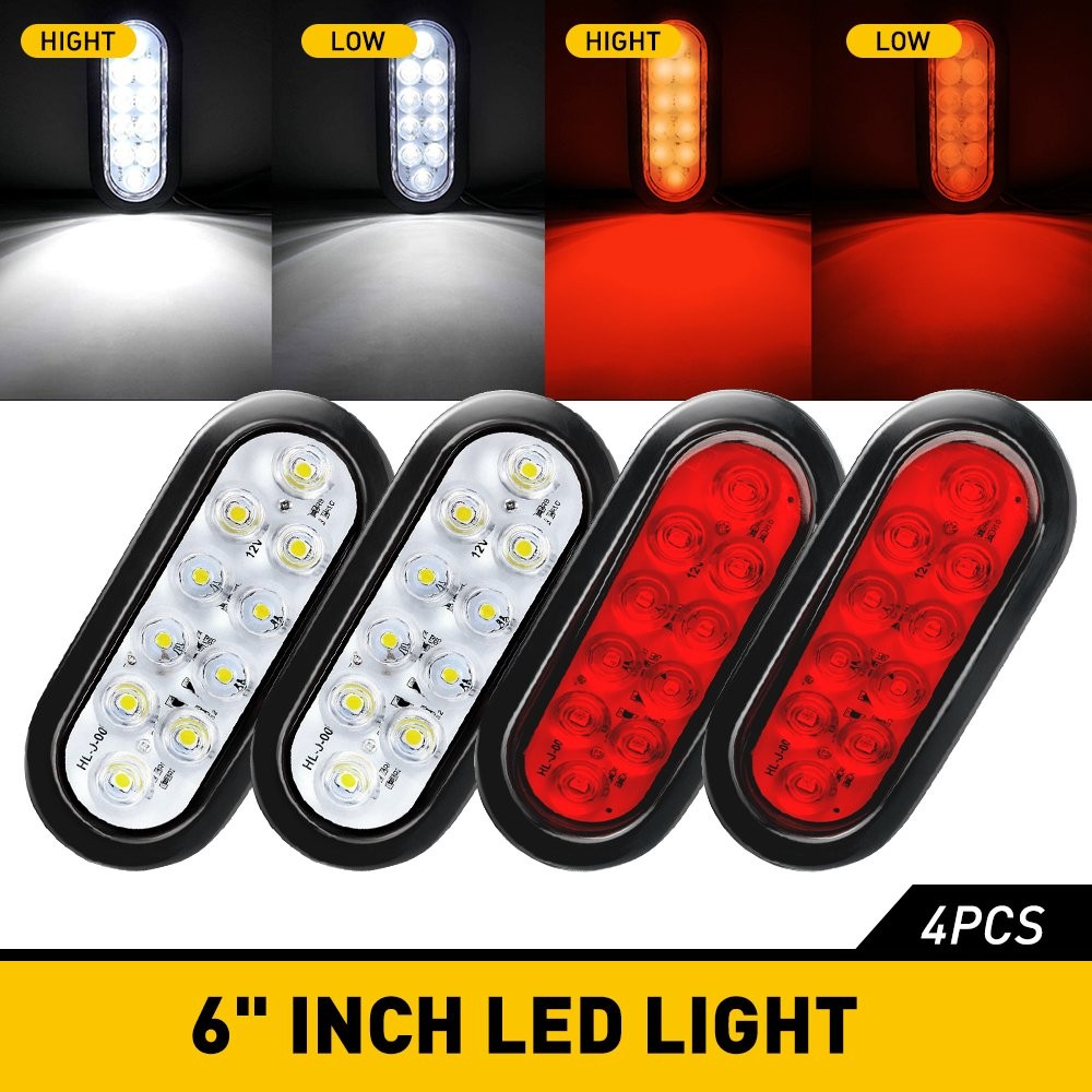 6″ LED 10 Round Lights Tail Rear Stop Light Brake Car Truck High Low Brightness