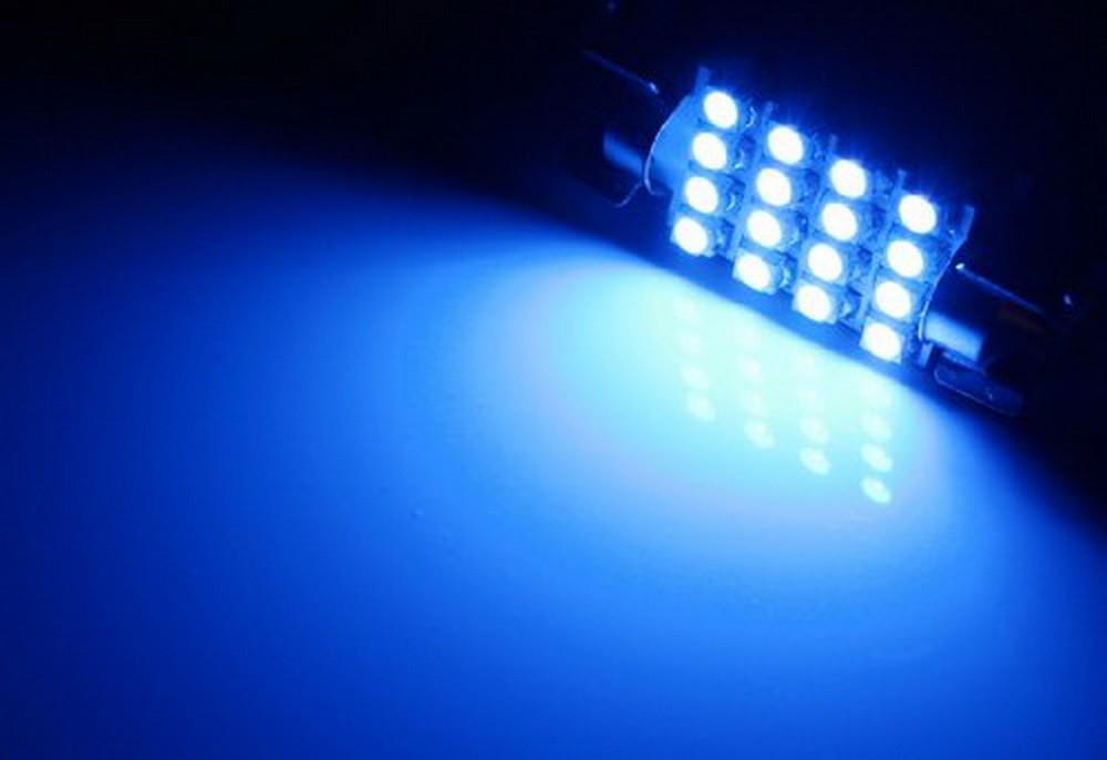 (2) Ultra Blue 1.50″ 16-SMD 6418 C5W LED Bulbs For Car License Plate Lights