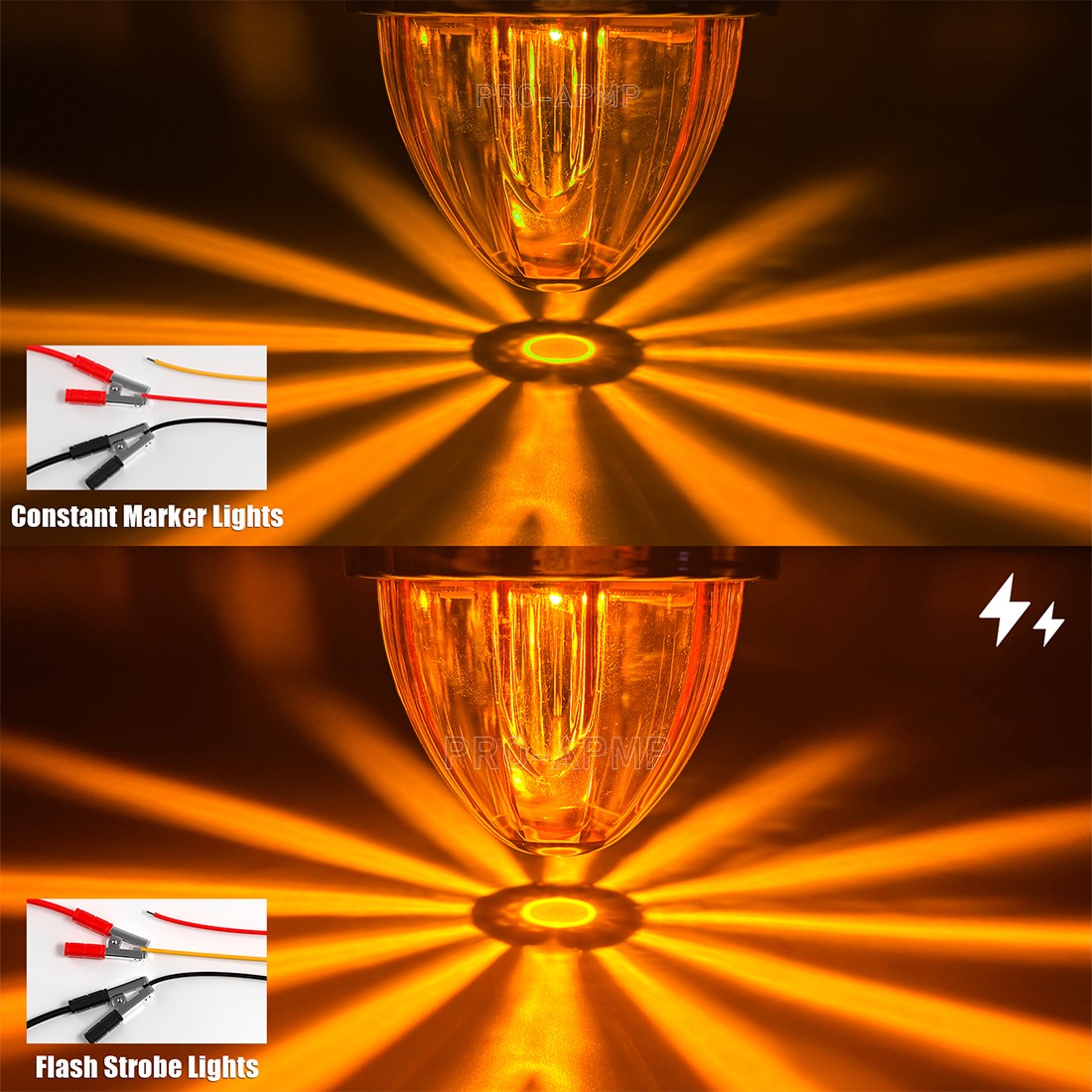 2x Amber LED Watermelon Lights Side Marker Cab Roof Clearance Warning Light