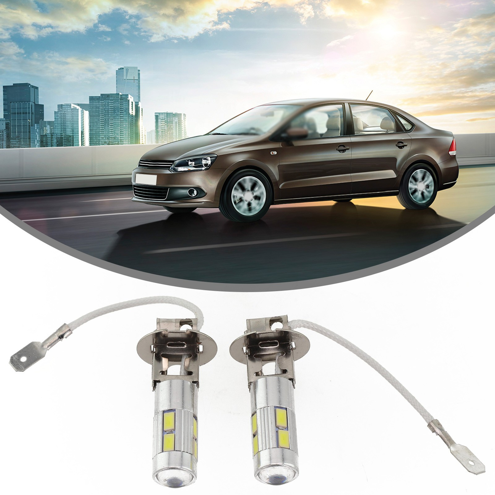 2X H3 50W 6000K White High Power Car LED Fog Driving Lights Bulbs DC 9V To 30V
