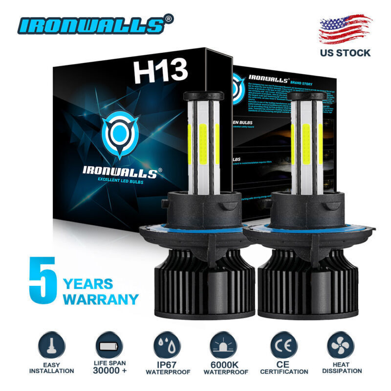4/6 Sides H13 9008 High Low Beam LED Headlight Bulbs White 6000K Super Bright