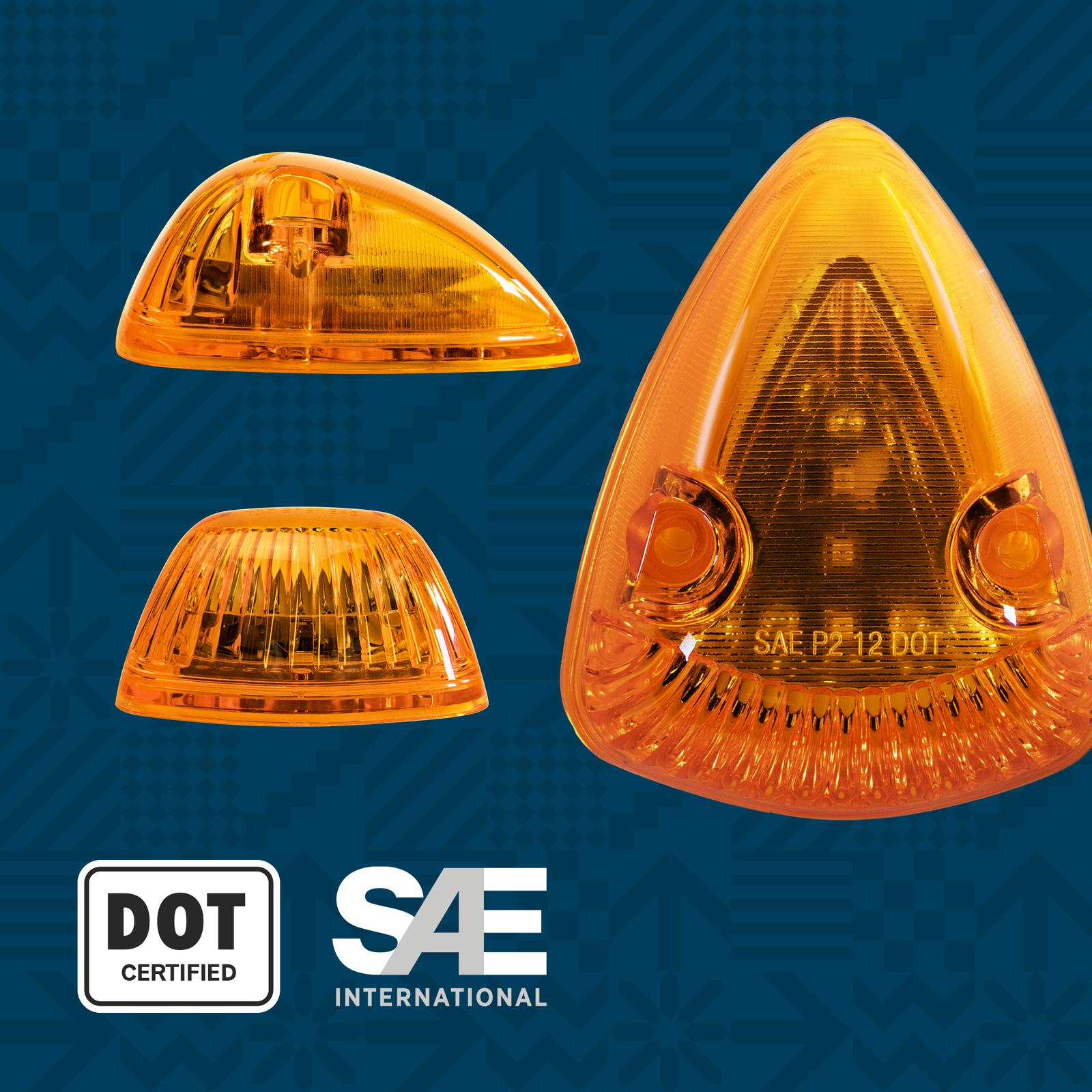 DOT Amber LED Teardrop Cab Roof Marker Lights for 94-98 Ford Dodge Ram Truck Van