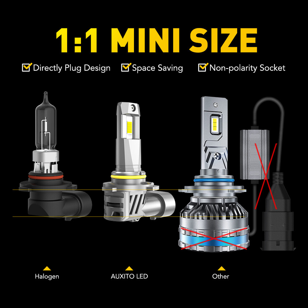 AUXITO Combo White 6500K LED Headlight Kit 9005 H11 Bulbs High + Low Beam New