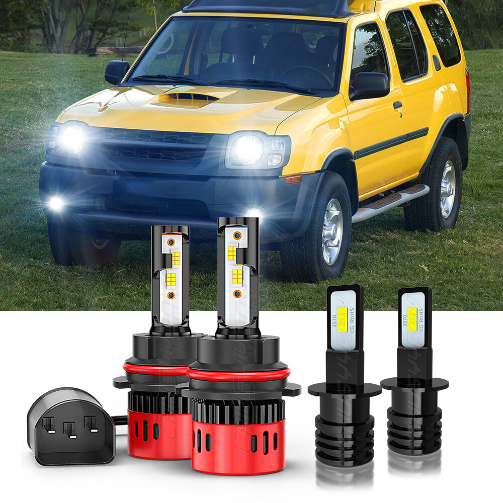 FIT Nissan Xterra 2000 2001 6000K LED Headlight High Low + Fog Light Bulbs Combo