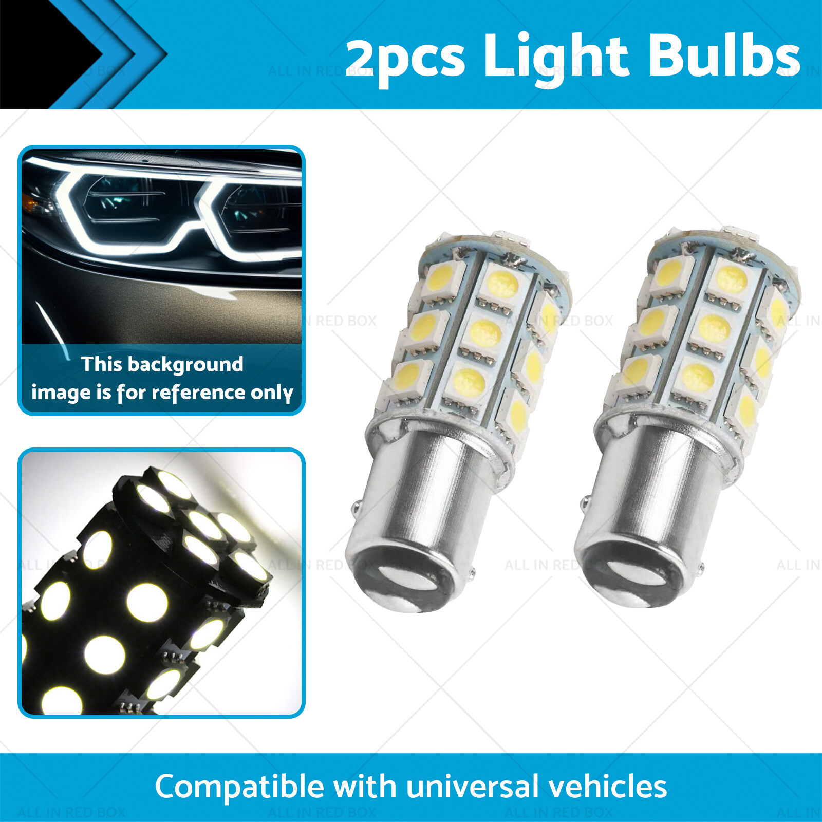 2x 12V BA15D LED White 27 SMD 5050 Suitable for Caravan Car Auto Indicator
