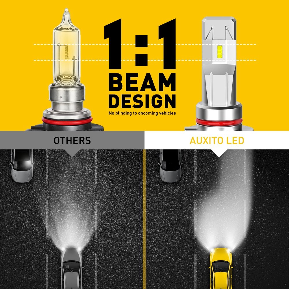 AUXI9006 9005 Combo Headlight LED Kit Bulbs 6500K White Bright High Low Beam E