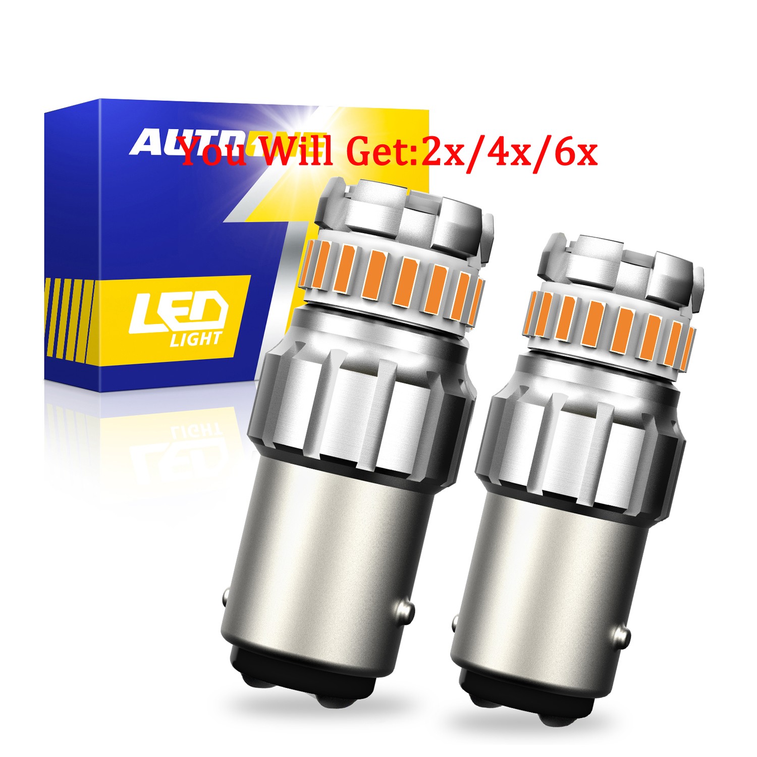 AUTOONE Amber Yellow 1157 LED Turn Signal Blinker Parking Brake Light Bulb 2-6X