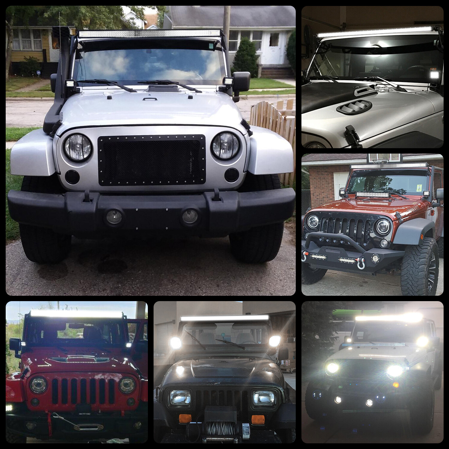 52″ Inch 1000W LED Light Bar Spot Flood + 12″ + 4″ Pods For Jeep Truck SUV Boat