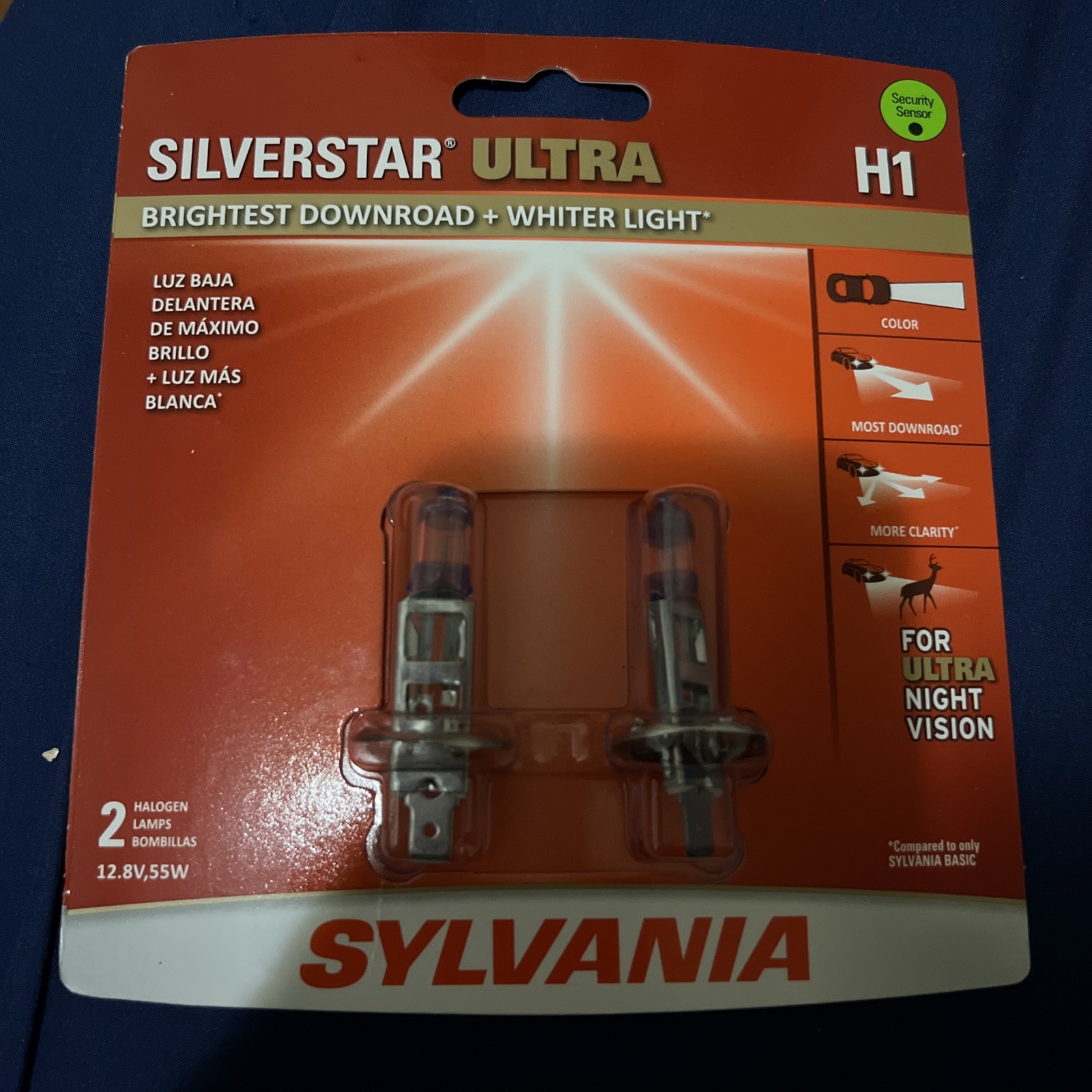 Sylvania H1 SilverStar Ultra Halogen Headlight 2 Bulbs H1SU.BP2, Brand New